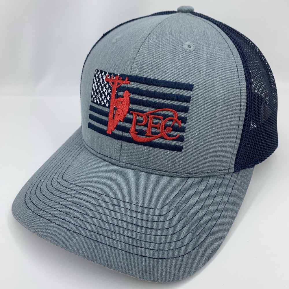 People's Electric Cooperative PEC Hat Gray Blue Mesh 2020 Snapback Baseball Cap